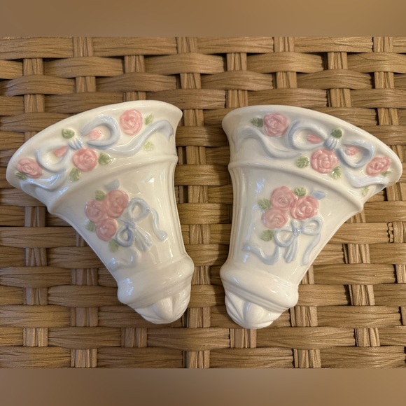 Vintage America Other - SOLD!!!!VINTAGE 1960’s Ceramic Wall Pocket Vases with Elegant Floral SOLD!!!